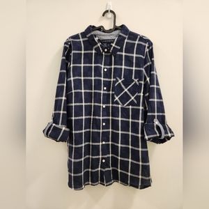 EUC Tommy Hilfiger blue and white plaid cotton blouse